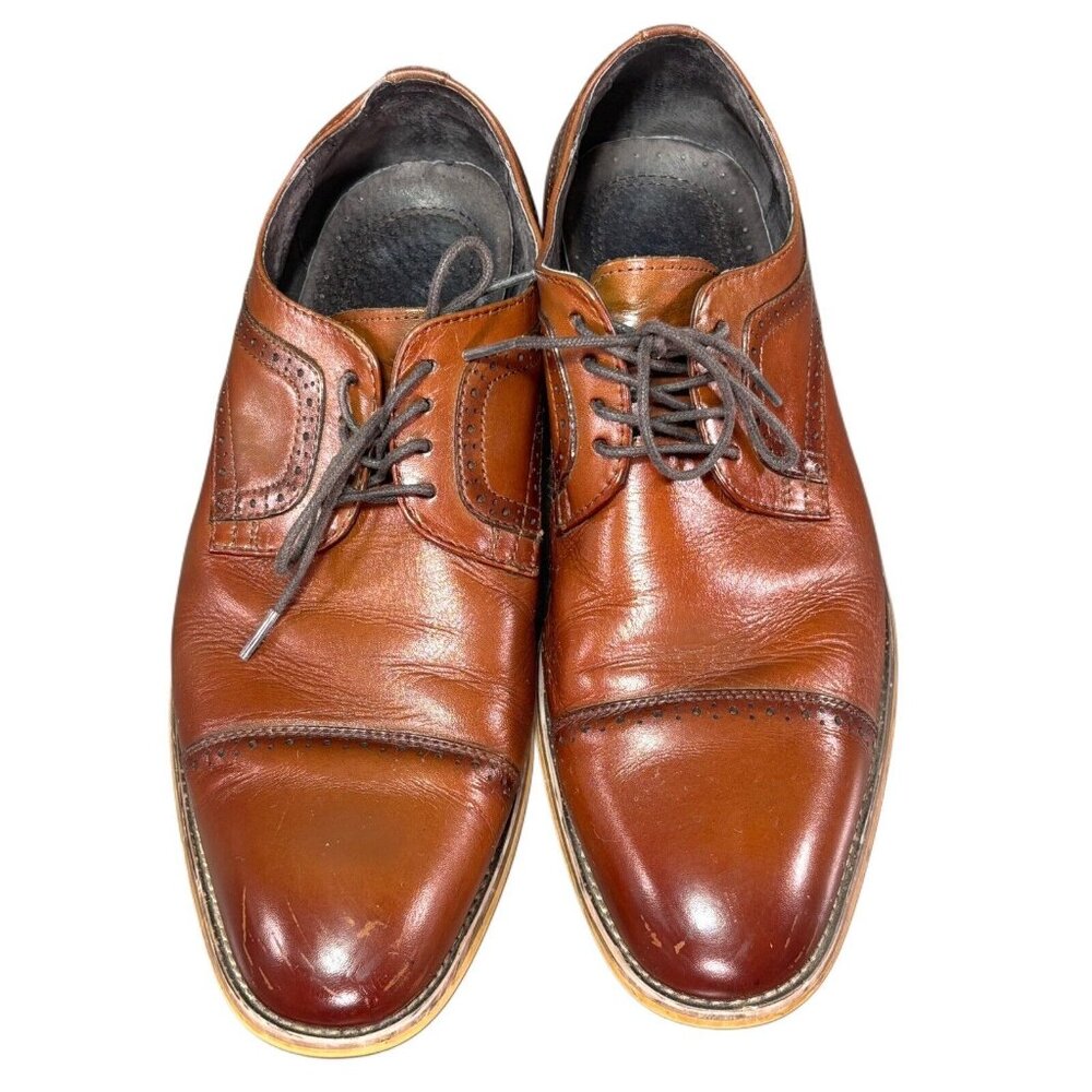 Stacy Adams Dickinson Cap Toe Oxford Brown Leather Mens Dress Shoes Size 9.5M